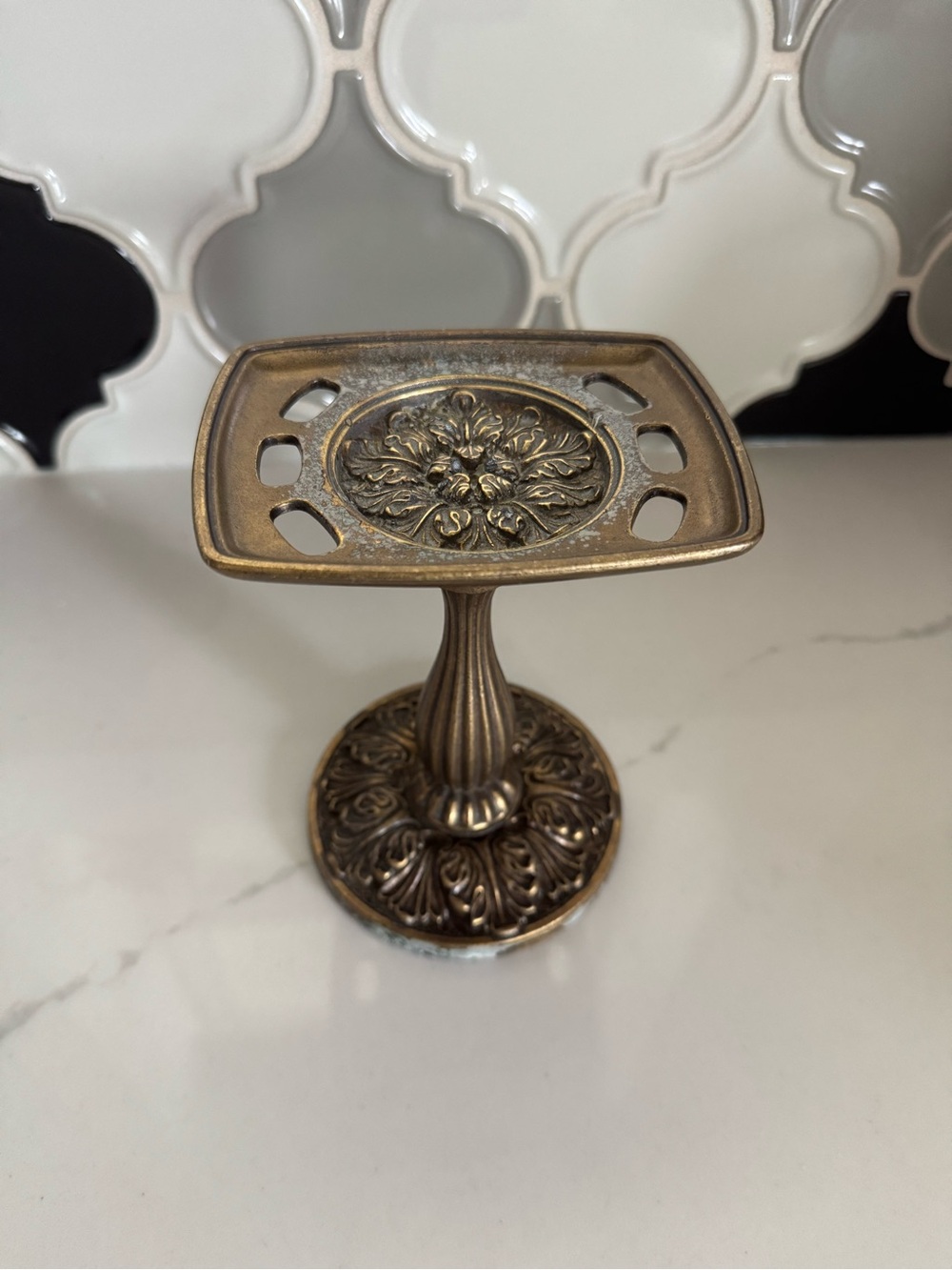 Ornate solid Brass Pedestal Soap Dish